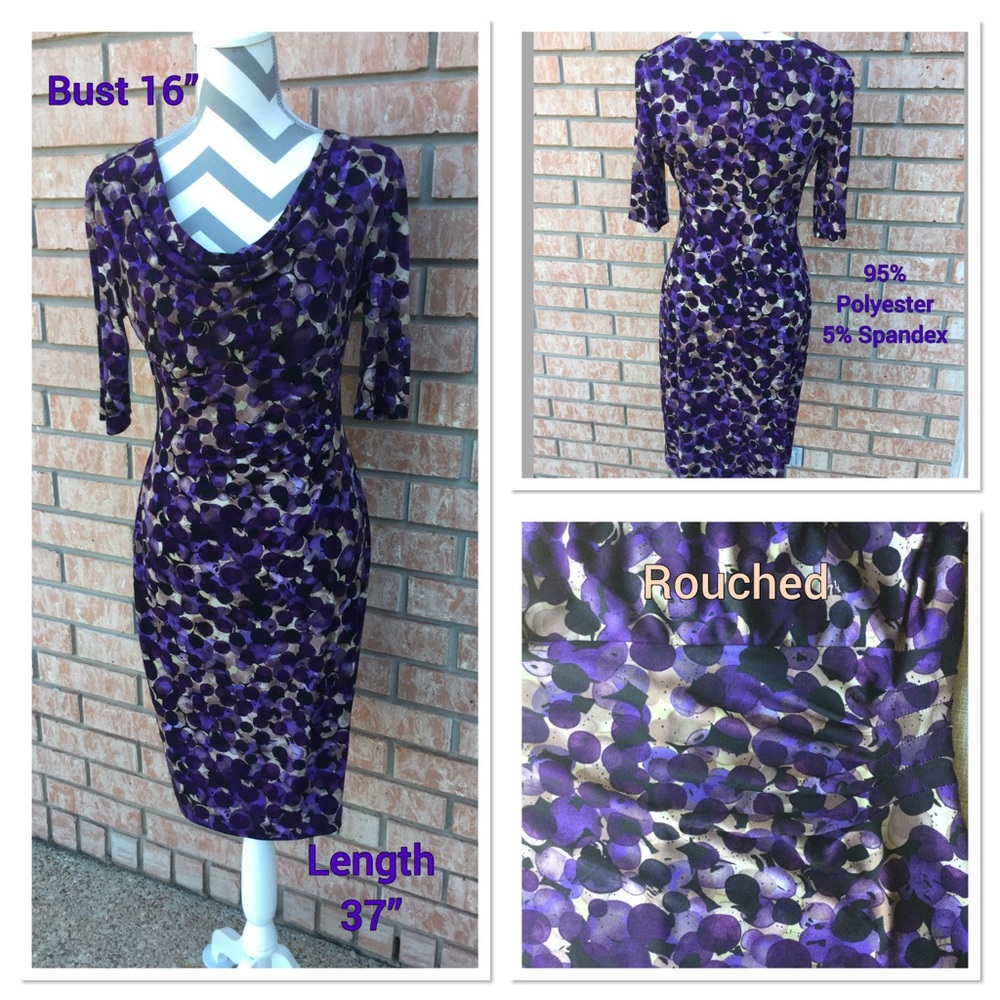 Shades of purple, beige, and taupe dress. Size 8